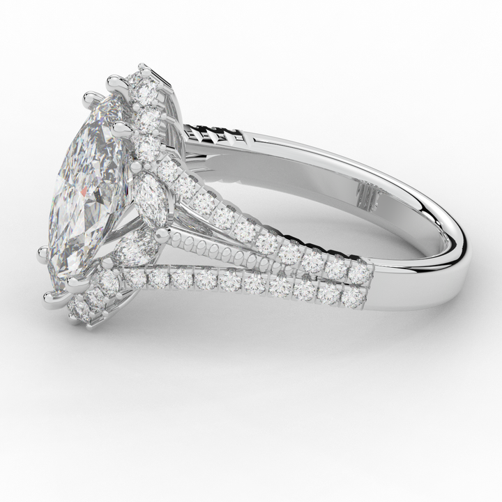 2.70CT.TW MARQUISE LAB DIAMOND HALO ENGAGEMENT RING - Nazarelle