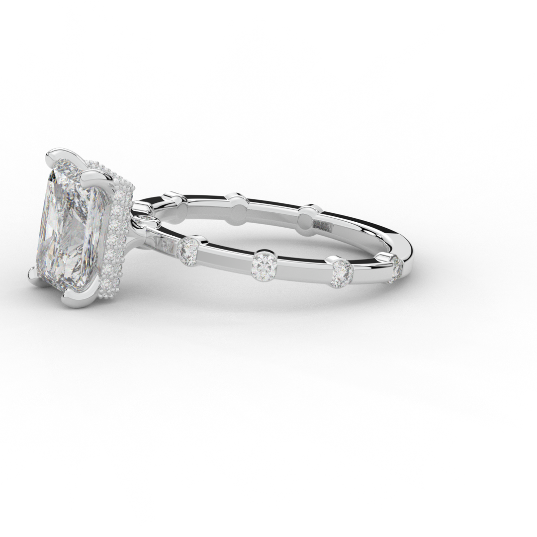 2.60CT.TW RADIANT LAB DIAMOND UNDERHALO SOLITAIRE ENGAGEMENT RING - Nazarelle