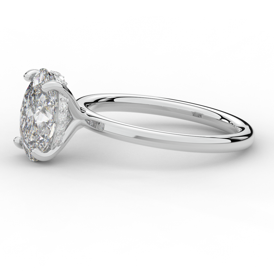 2.06CT.TW OVAL LAB DIAMOND UNDERHALO SOLIATIRE ENGAGEMENT RING - Nazarelle