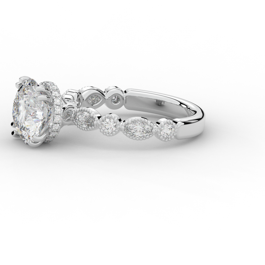 3.60CT.TW ROUND LAB DIAMOND SOLITAIRE ENGAGEMENT RING - Nazarelle