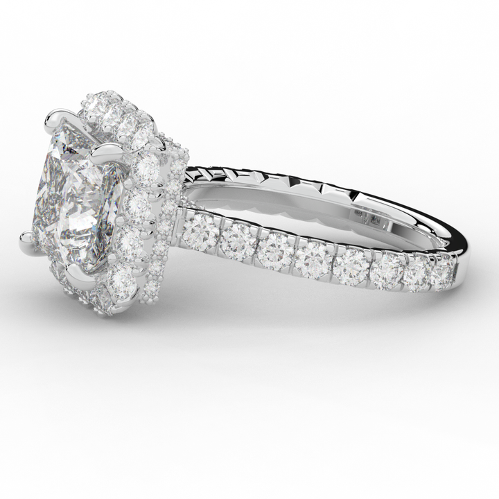 4.50CT.TW PRINCESS LAB DIAMOND HALO ENGAGEMENT RING - Nazarelle