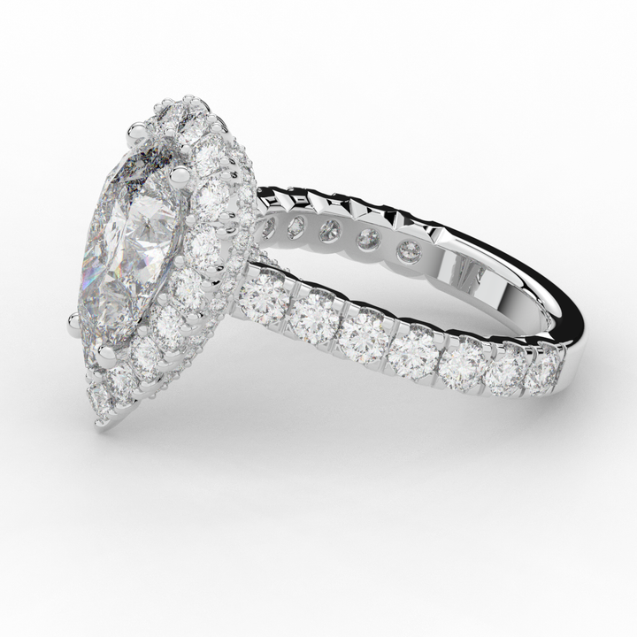 4.90CT.TW PEAR LAB DIAMOND HALO ENGAGEMENT RING - Nazarelle