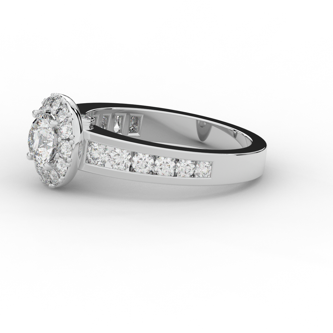 1.75CT.TW ROUND LAB DIAMOND HALO ENGAGEMENT RING - Nazarelle