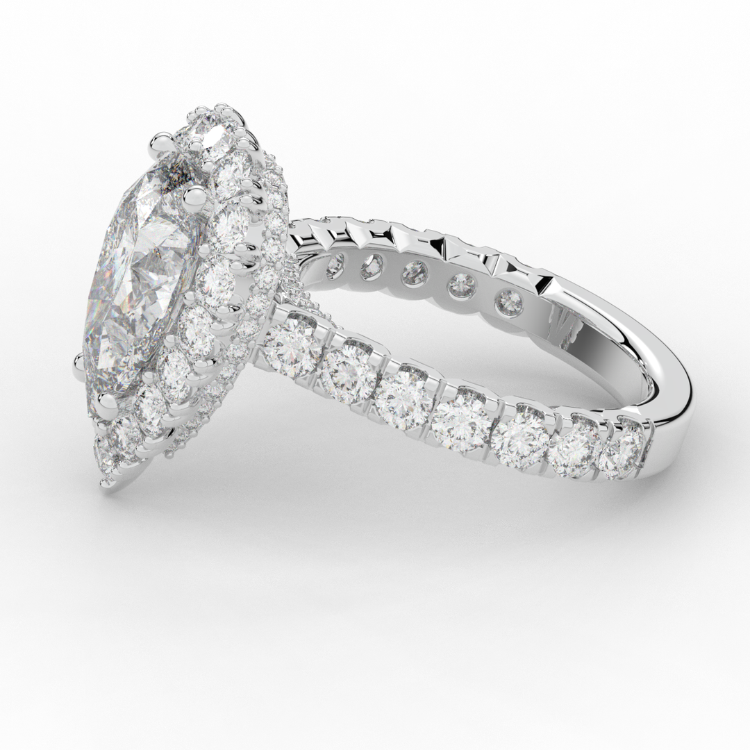 4.90CT.TW PEAR LAB DIAMOND HALO ENGAGEMENT RING - Nazarelle