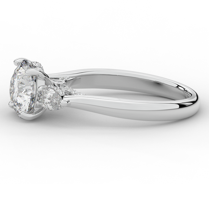 2.40CT.TW ROUND LAB DIAMOND 3 STONE ENGAGEMENT RING - Nazarelle