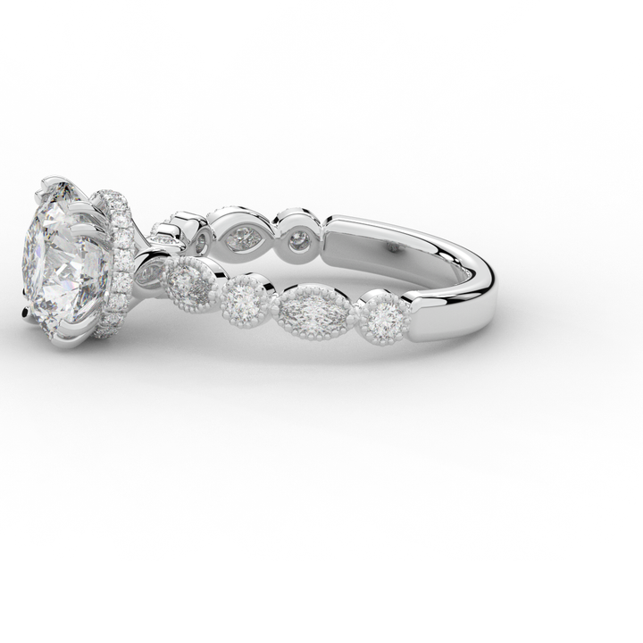 3.60CT.TW ROUND LAB DIAMOND SOLITAIRE ENGAGEMENT RING - Nazarelle