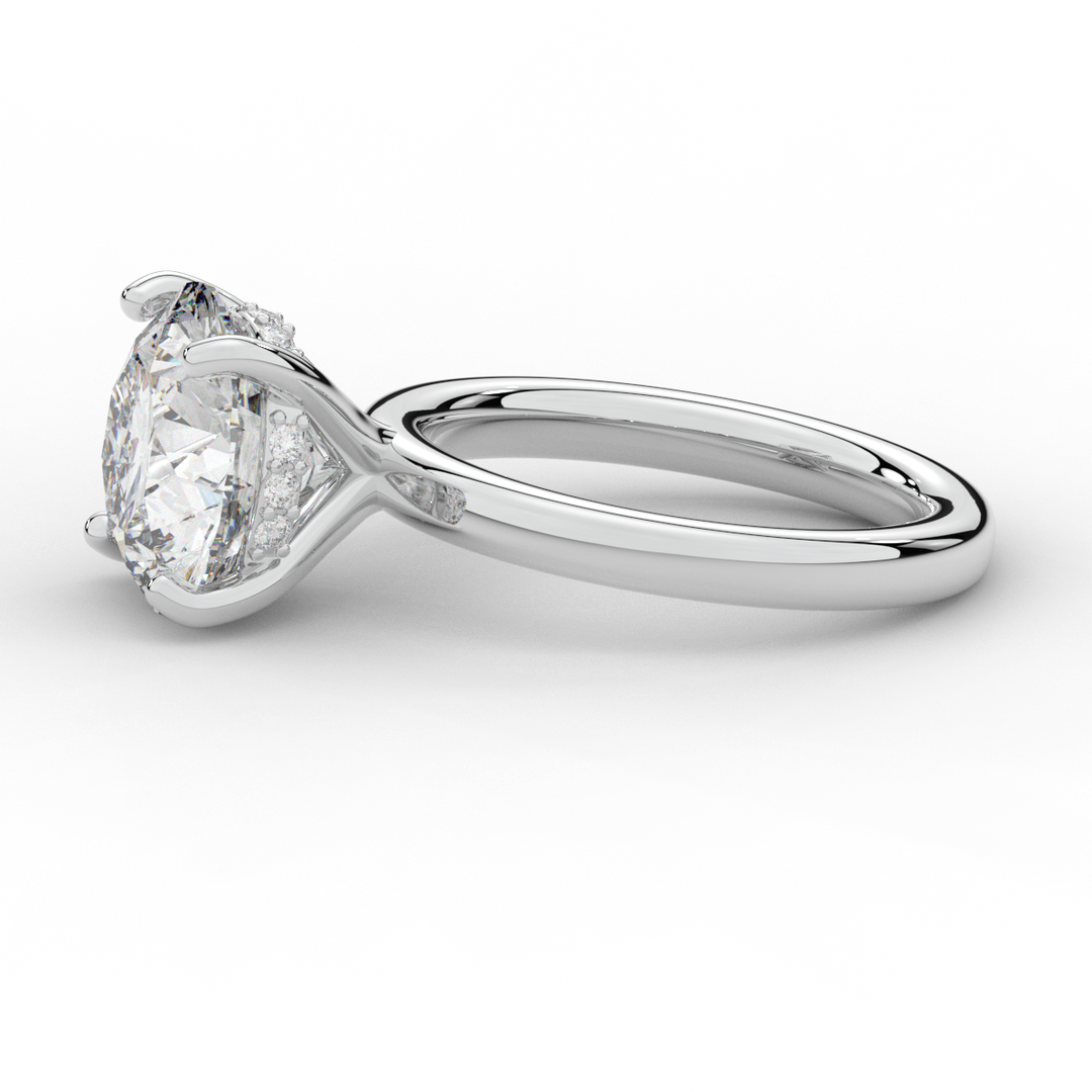 3.05CT.TW ROUND LAB DIAMOND UNDERHALO ENGAGEMENT RING - Nazarelle