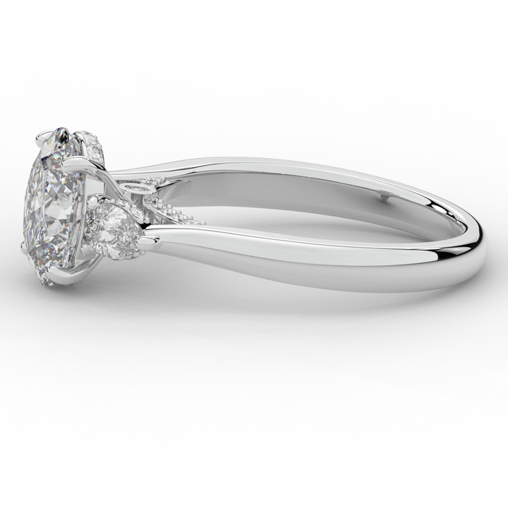 2.40CT.TW OVAL LAB DIAMOND 3 STONE ENGAGEMENT RING - Nazarelle