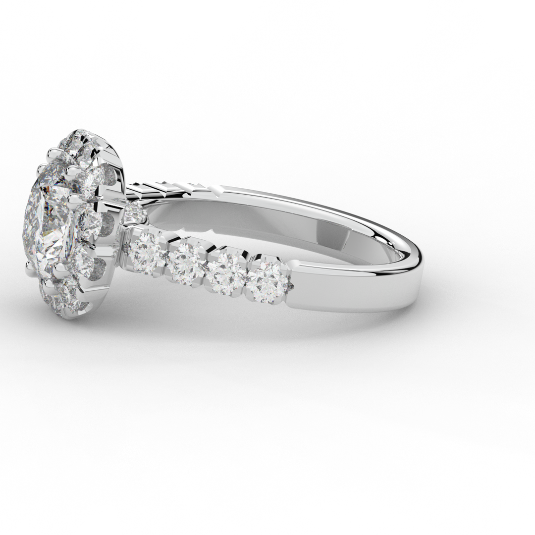 3.45CT.TW CUSHION LAB DIAMOND HALO ENGAGEMENT RING - Nazarelle