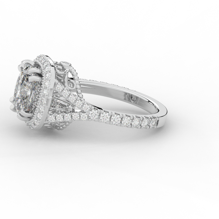 2.50CT.TW CUSHION LAB DIAMOND HALO ENGAGEMENT RING - Nazarelle