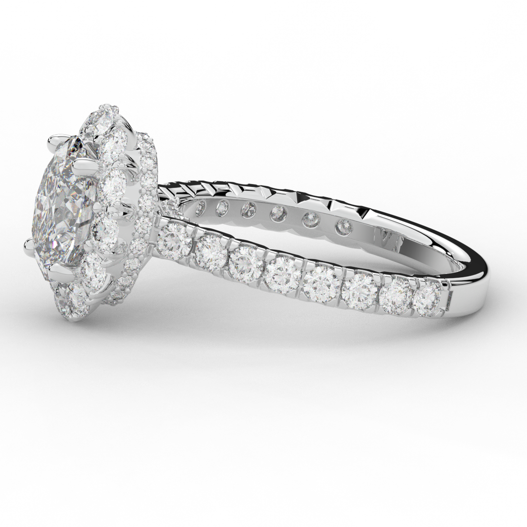 3.40CT.TW OVAL LAB DIAMOND HALO ENGAGEMENT RING - Nazarelle