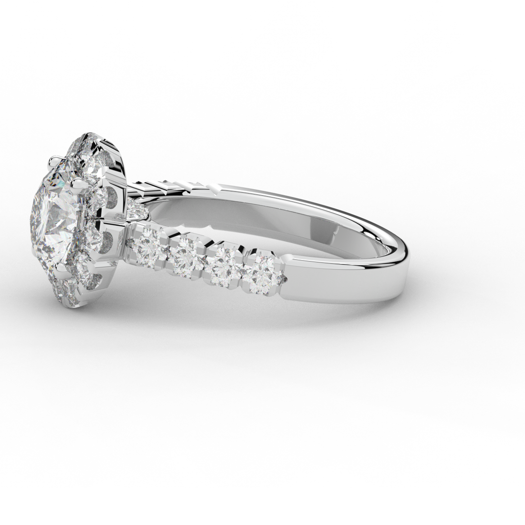 3.50CT.TW ROUND LAB DIAMOND HALO ENGAGEMENT RING - Nazarelle