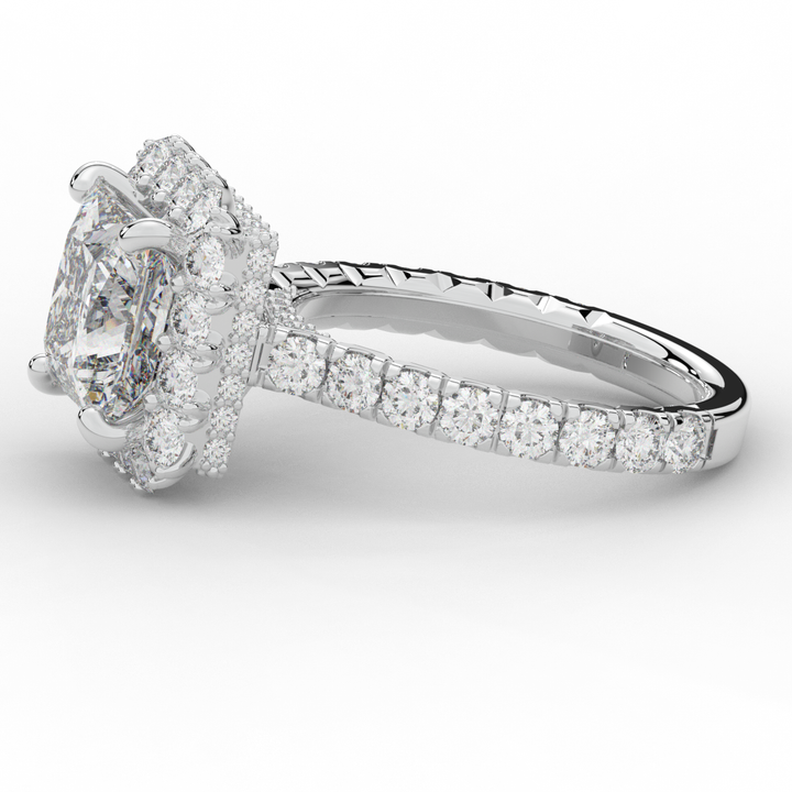 4.50CT.TW PRINCESS LAB DIAMOND HALO ENGAGEMENT RING - Nazarelle