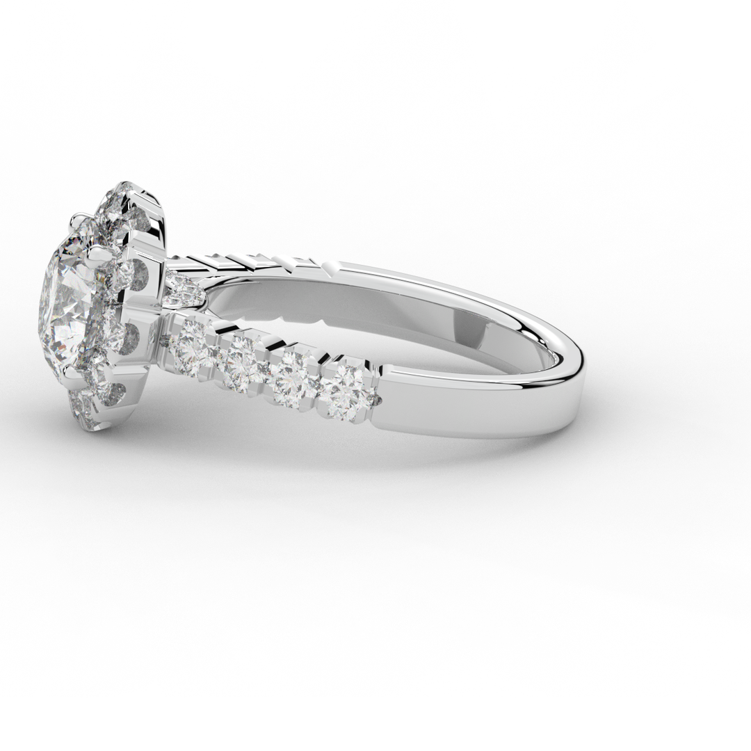 3.50CT.TW ROUND LAB DIAMOND HALO ENGAGEMENT RING - Nazarelle