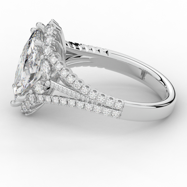 2.70CT.TW MARQUISE LAB DIAMOND HALO ENGAGEMENT RING - Nazarelle