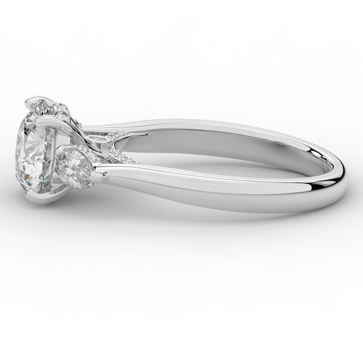 2.40CT.TW ROUND LAB DIAMOND 3 STONE ENGAGEMENT RING - Nazarelle