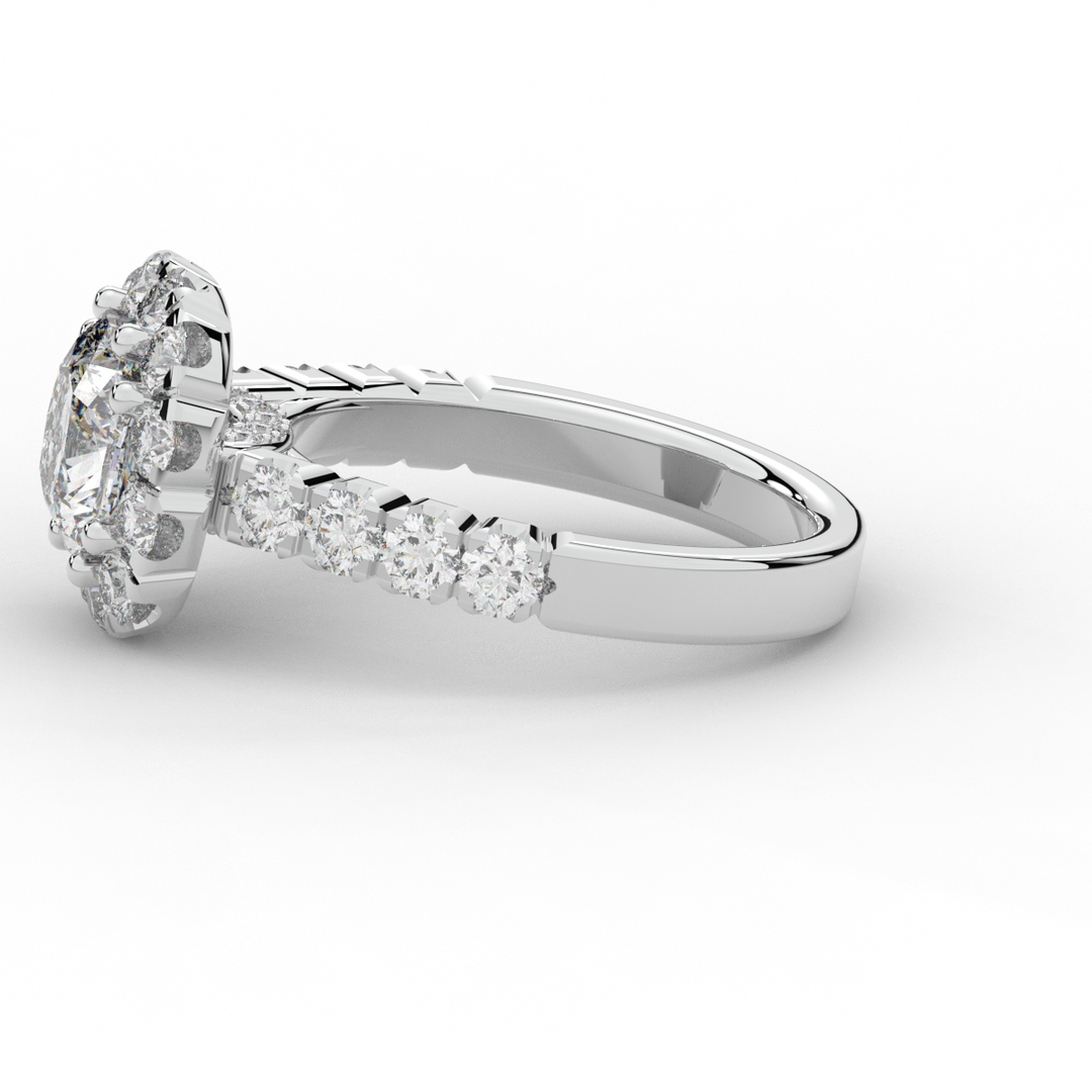 3.45CT.TW CUSHION LAB DIAMOND HALO ENGAGEMENT RING - Nazarelle