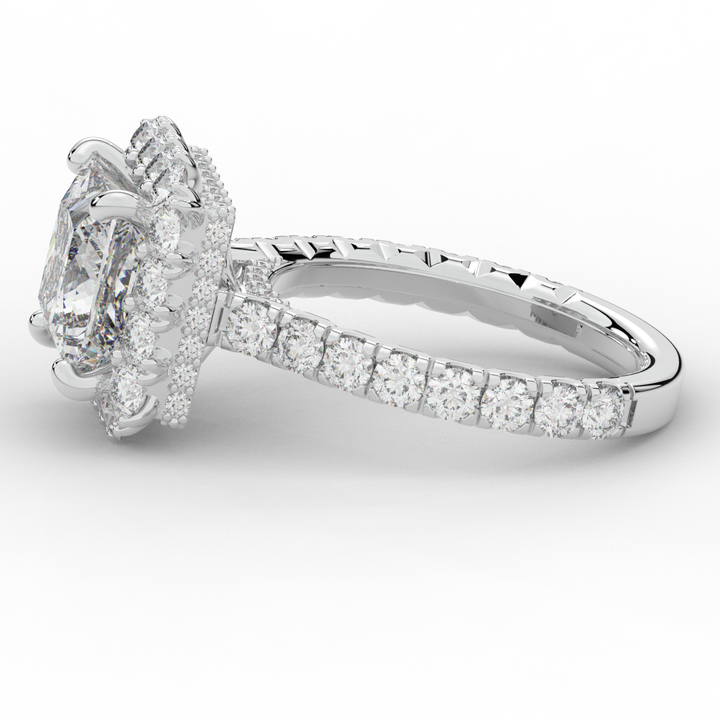 4.50CT.TW PRINCESS LAB DIAMOND HALO ENGAGEMENT RING - Nazarelle