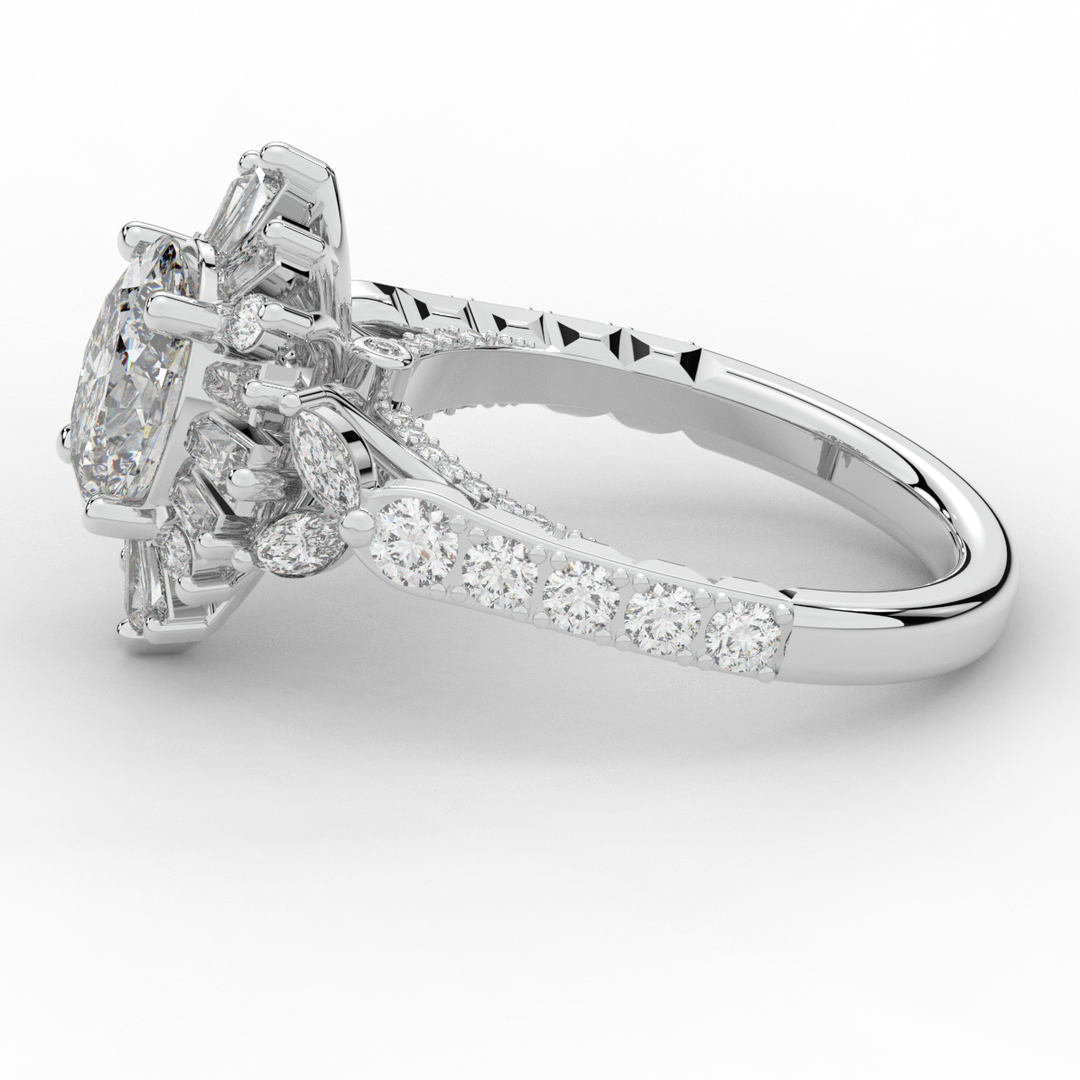 3.10CT.TW OVAL LAB DIAMOND HALO ENGAGEMENT RING - Nazarelle