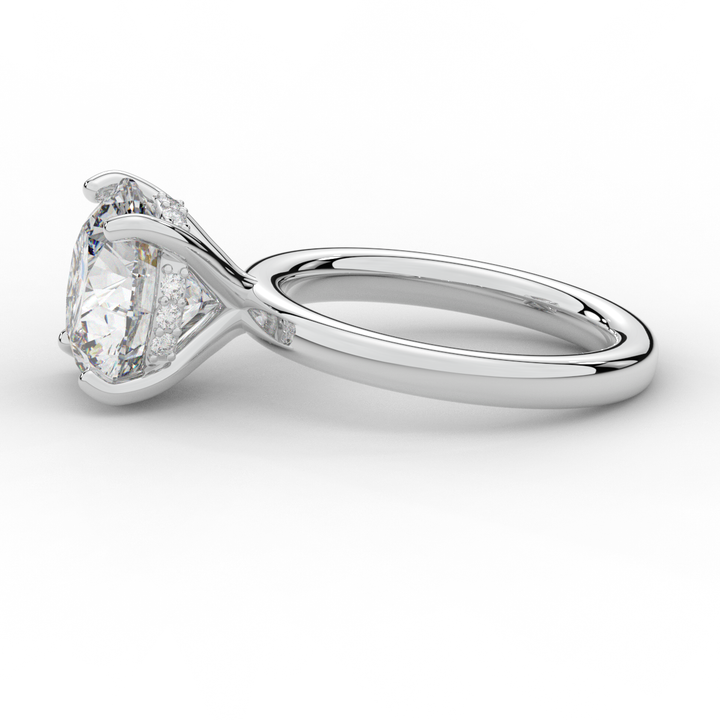 3.05CT.TW ROUND LAB DIAMOND UNDERHALO ENGAGEMENT RING - Nazarelle