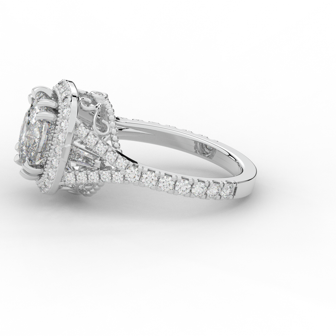 2.50CT.TW CUSHION LAB DIAMOND HALO ENGAGEMENT RING - Nazarelle