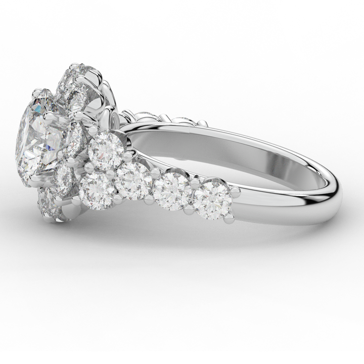 4.75CT.TW ROUND LAB DIAMOND HALO ENGAGEMENT RING - Nazarelle