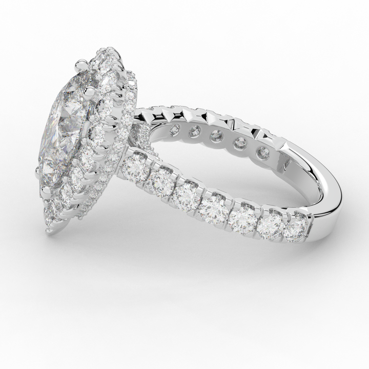 4.90CT.TW PEAR LAB DIAMOND HALO ENGAGEMENT RING - Nazarelle