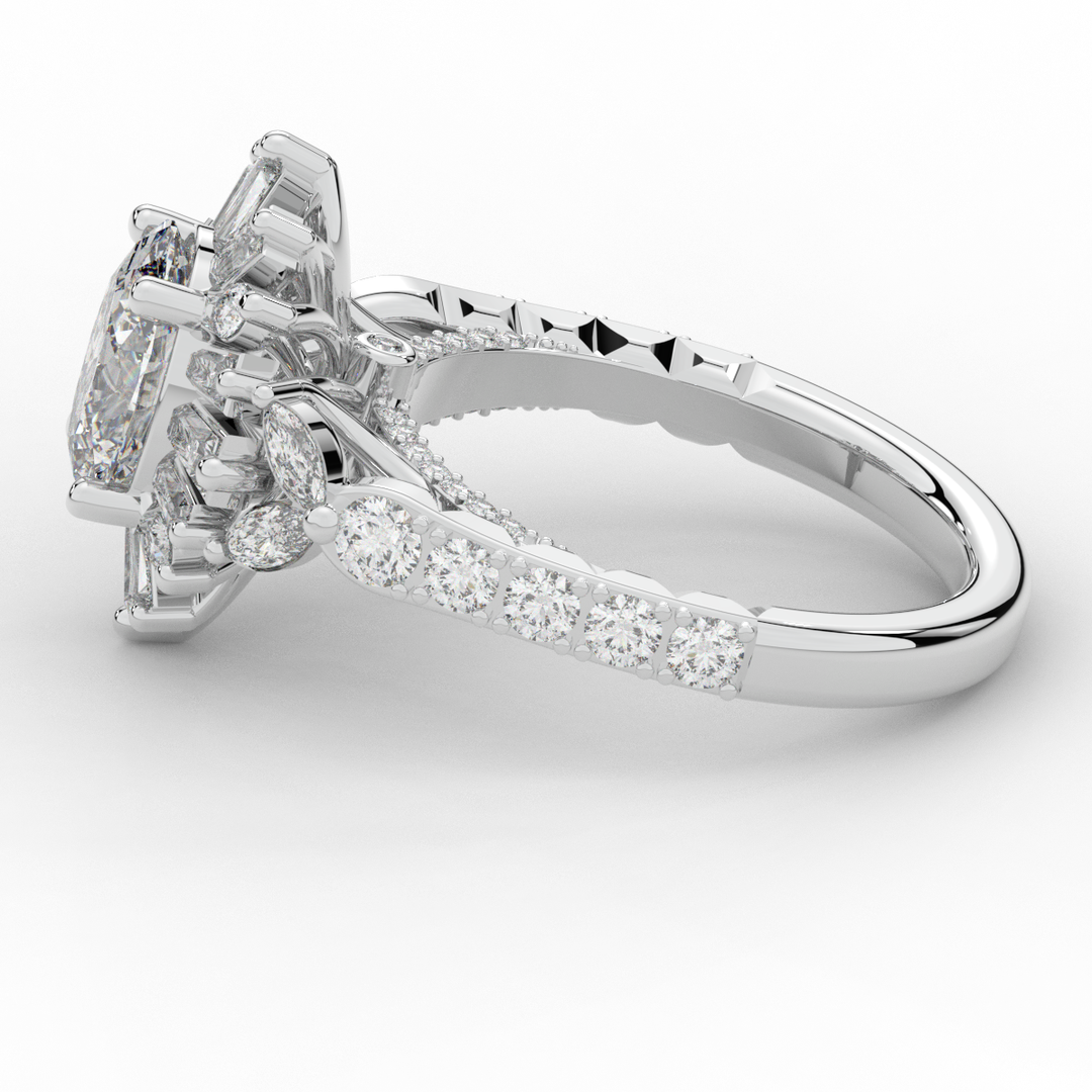 3.10CT.TW OVAL LAB DIAMOND HALO ENGAGEMENT RING - Nazarelle