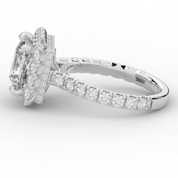 4.50CT.TW PRINCESS LAB DIAMOND HALO ENGAGEMENT RING - Nazarelle