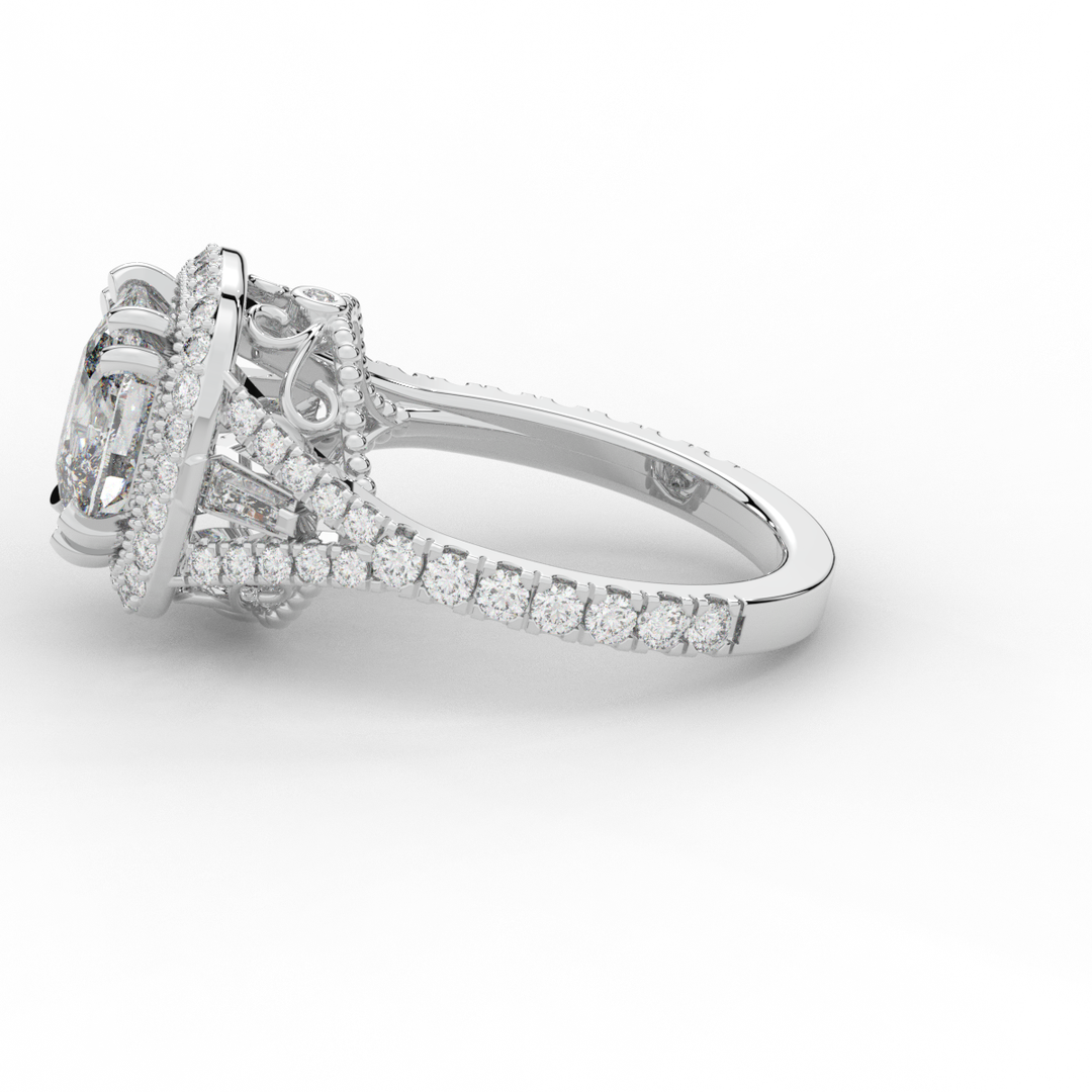 2.50CT.TW CUSHION LAB DIAMOND HALO ENGAGEMENT RING - Nazarelle