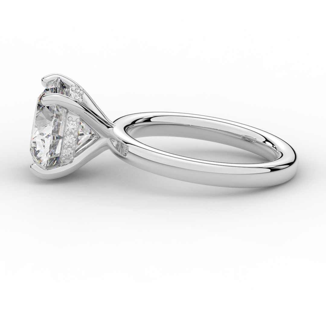 3.05CT.TW ROUND LAB DIAMOND UNDERHALO ENGAGEMENT RING - Nazarelle