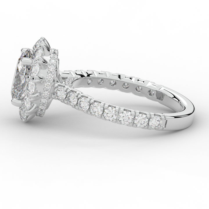 3.40CT.TW OVAL LAB DIAMOND HALO ENGAGEMENT RING - Nazarelle