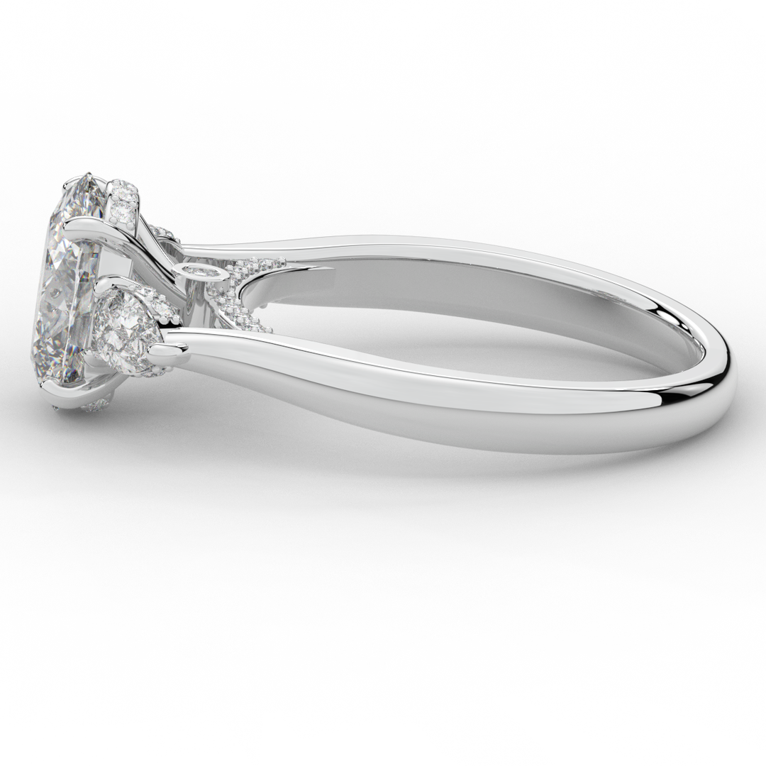 2.40CT.TW OVAL LAB DIAMOND 3 STONE ENGAGEMENT RING - Nazarelle