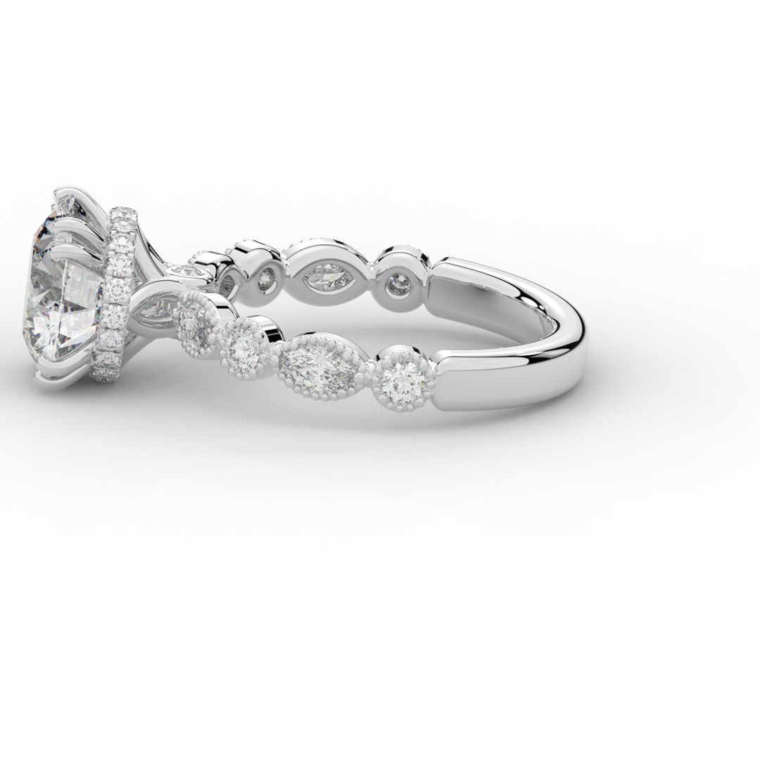 3.60CT.TW ROUND LAB DIAMOND SOLITAIRE ENGAGEMENT RING - Nazarelle