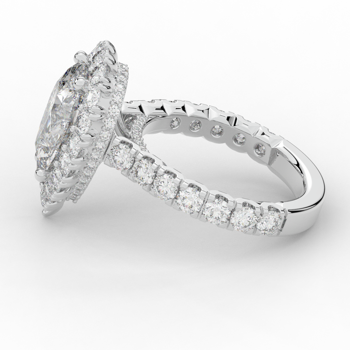 4.90CT.TW PEAR LAB DIAMOND HALO ENGAGEMENT RING - Nazarelle