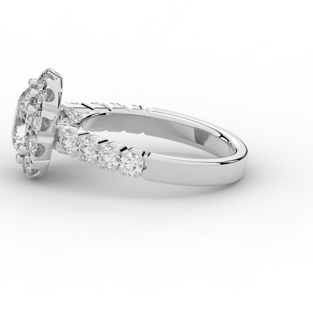 3.45CT.TW CUSHION LAB DIAMOND HALO ENGAGEMENT RING - Nazarelle