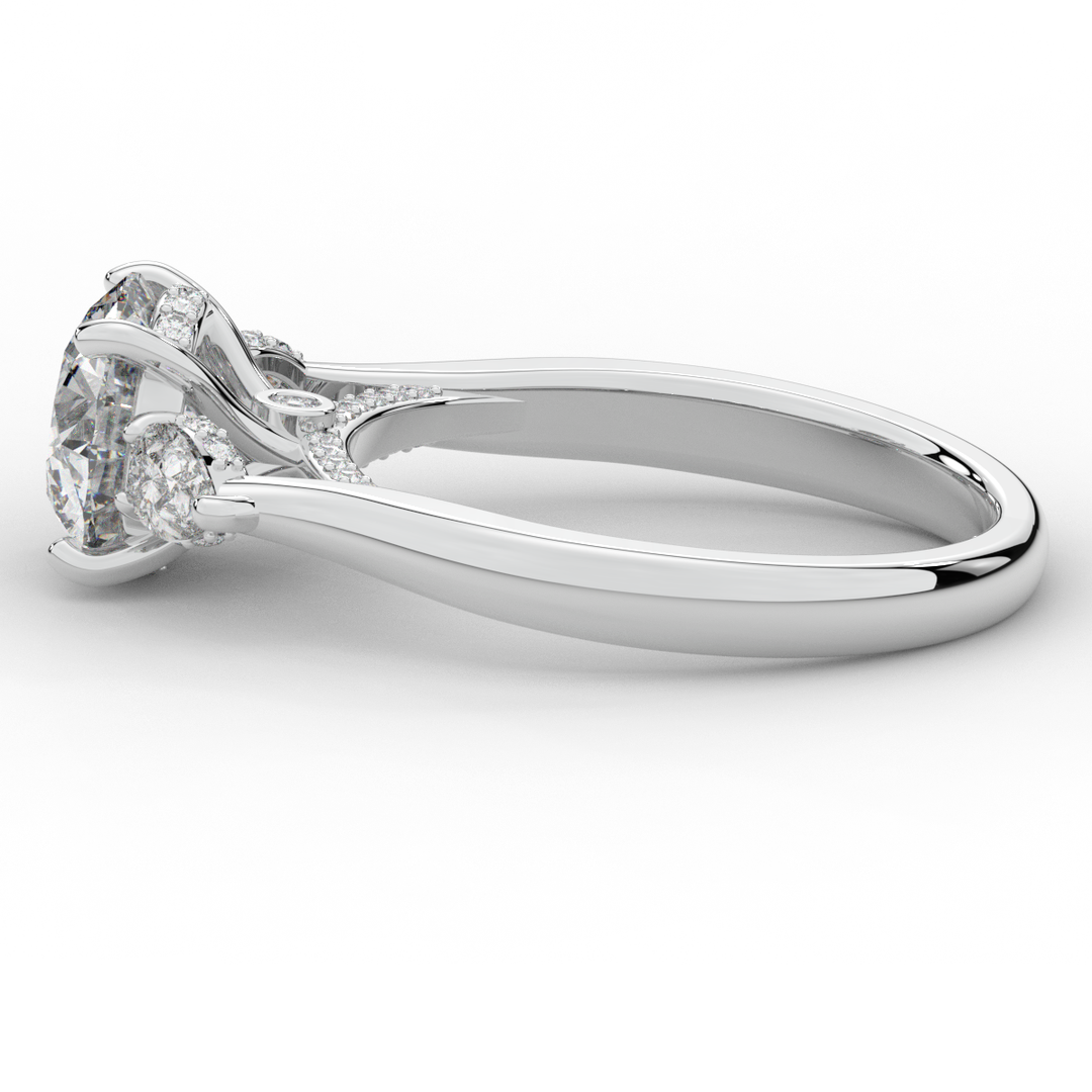 2.40CT.TW ROUND LAB DIAMOND 3 STONE ENGAGEMENT RING - Nazarelle