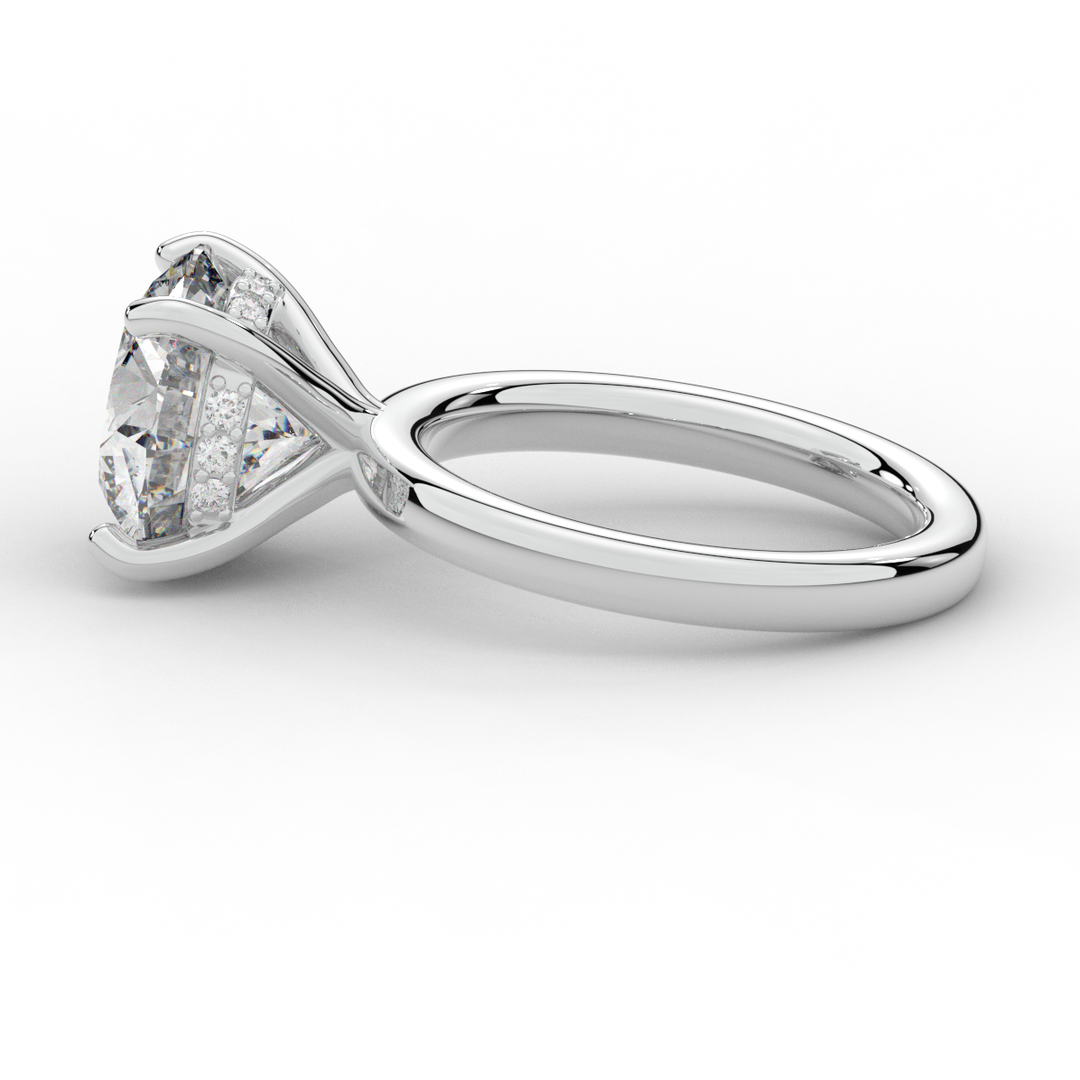 3.05CT.TW ROUND LAB DIAMOND UNDERHALO ENGAGEMENT RING - Nazarelle