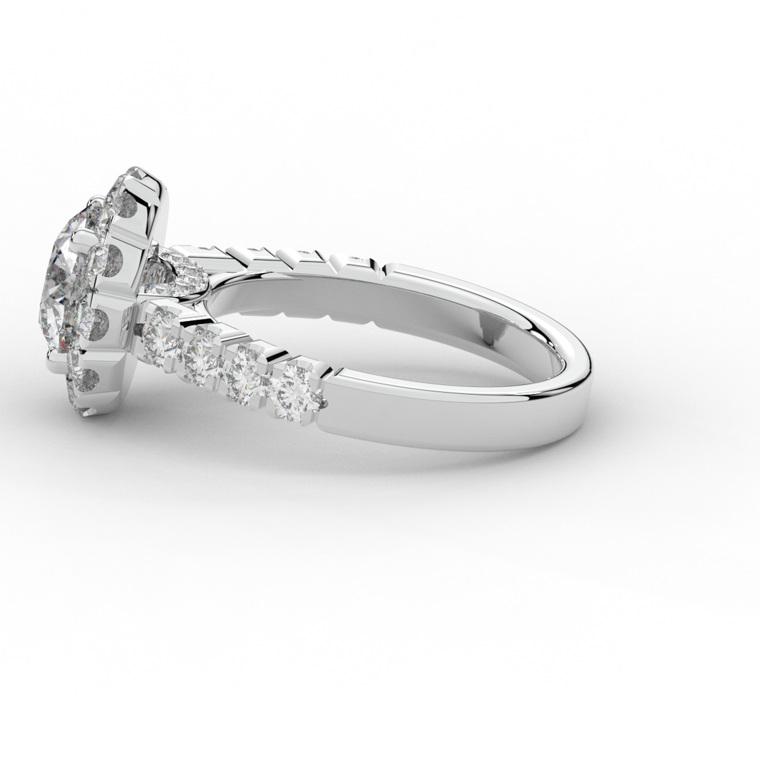 3.50CT.TW ROUND LAB DIAMOND HALO ENGAGEMENT RING - Nazarelle