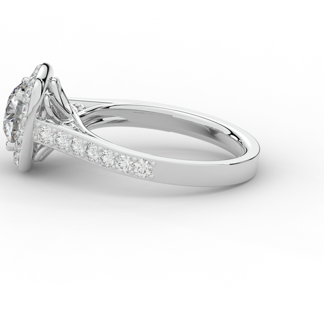 2.25CT.TW ROUND LAB DIAMOND HALO ENGAGEMENT RING - Nazarelle