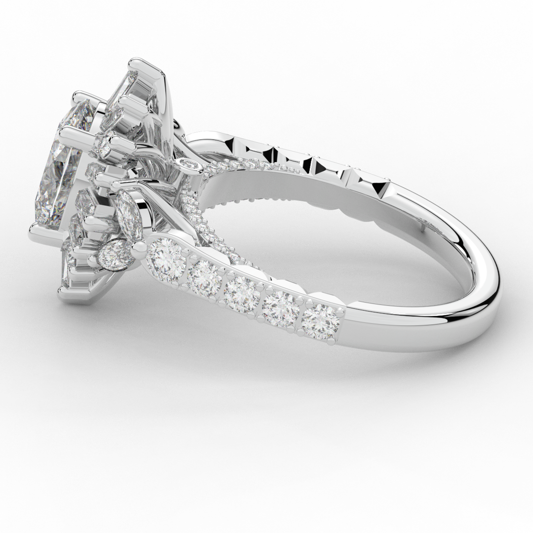 3.10CT.TW OVAL LAB DIAMOND HALO ENGAGEMENT RING - Nazarelle