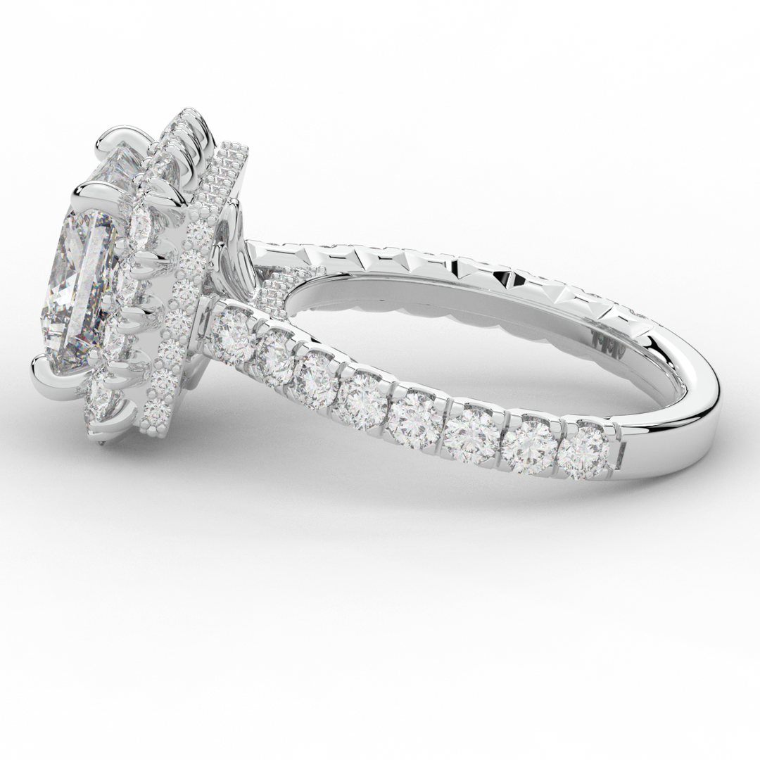 4.50CT.TW PRINCESS LAB DIAMOND HALO ENGAGEMENT RING - Nazarelle