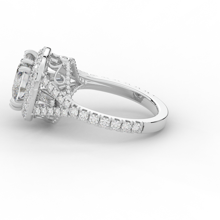 2.50CT.TW CUSHION LAB DIAMOND HALO ENGAGEMENT RING - Nazarelle