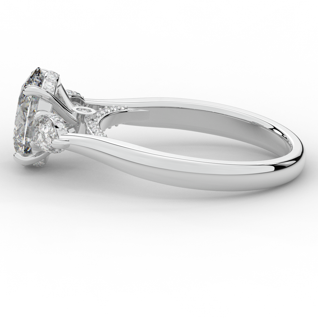 2.40CT.TW OVAL LAB DIAMOND 3 STONE ENGAGEMENT RING - Nazarelle