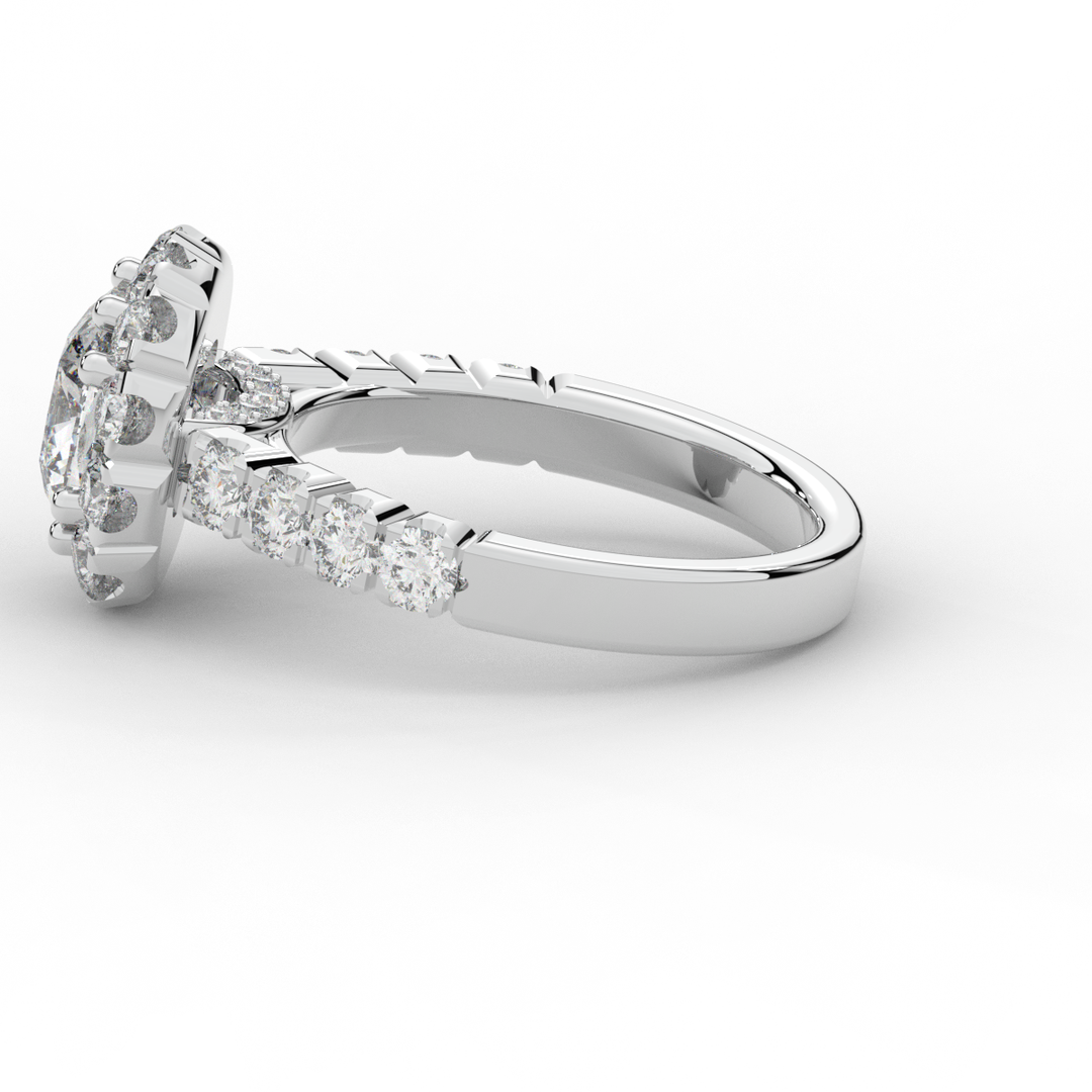 3.45CT.TW CUSHION LAB DIAMOND HALO ENGAGEMENT RING - Nazarelle