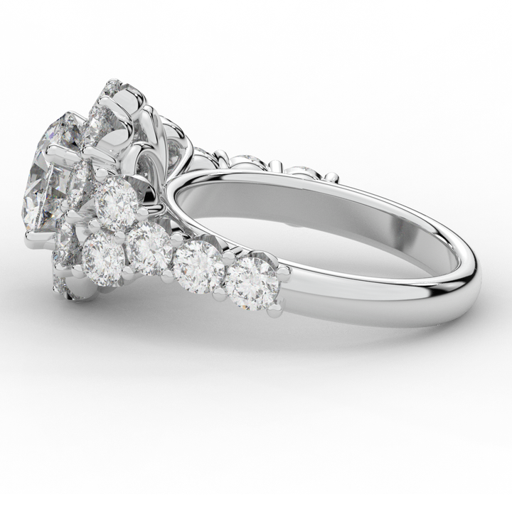 4.75CT.TW ROUND LAB DIAMOND HALO ENGAGEMENT RING - Nazarelle