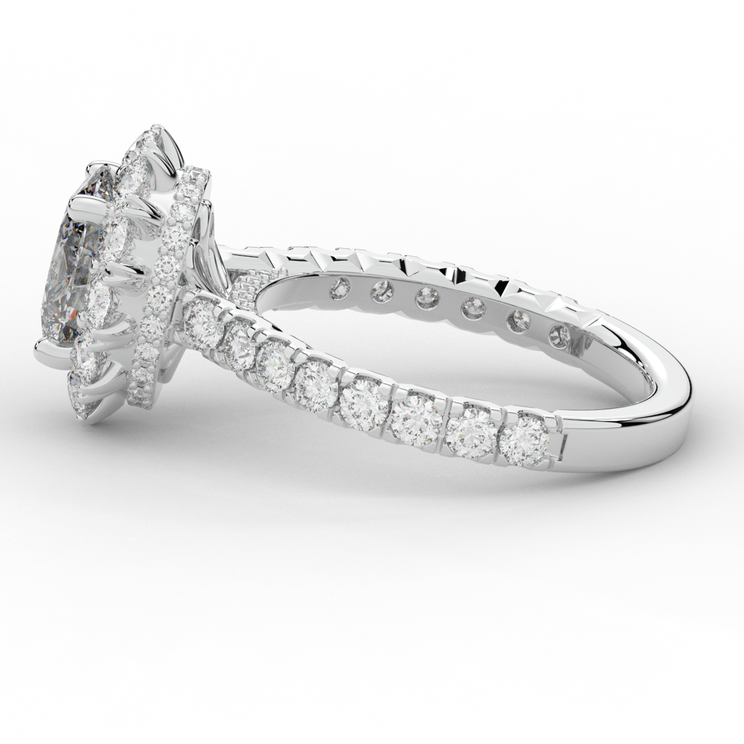 3.40CT.TW OVAL LAB DIAMOND HALO ENGAGEMENT RING - Nazarelle