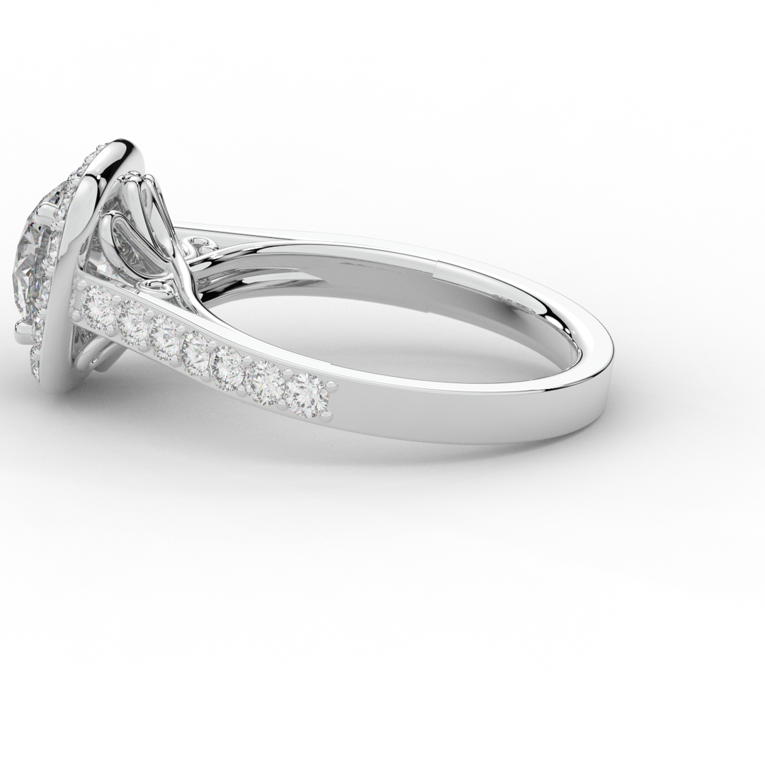 2.25CT.TW ROUND LAB DIAMOND HALO ENGAGEMENT RING - Nazarelle