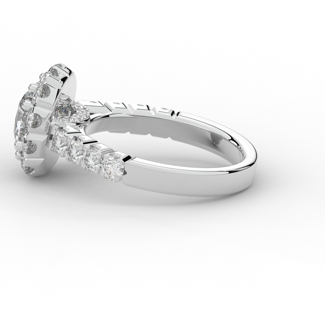 3.45CT.TW CUSHION LAB DIAMOND HALO ENGAGEMENT RING - Nazarelle