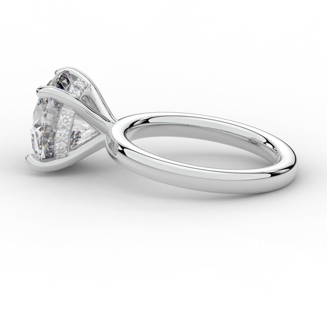 3.05CT.TW ROUND LAB DIAMOND UNDERHALO ENGAGEMENT RING - Nazarelle